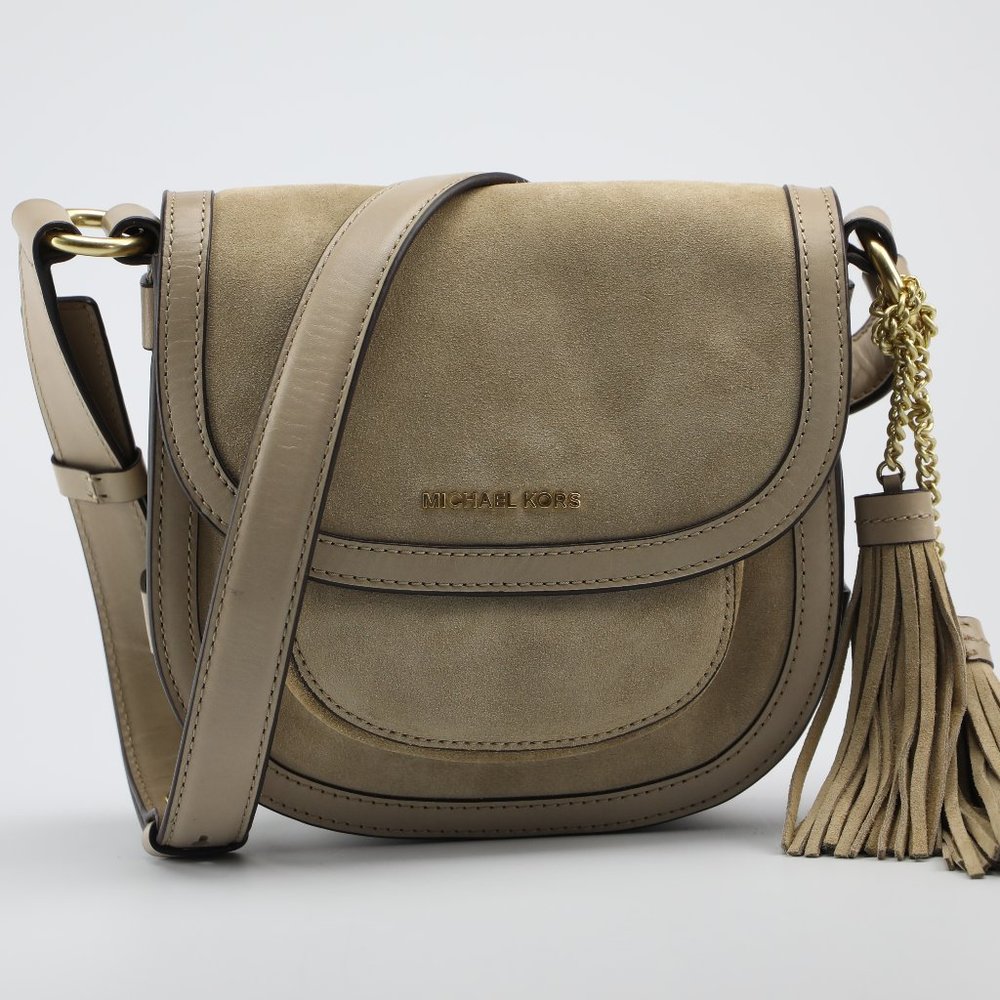 Michael Kors Dunn Medium Suede Saddlebag - Picture 1 of 4